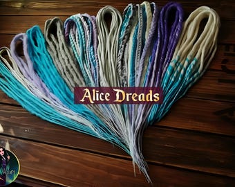 Synthetic double ended dreadlocks mix thin dreads blue purple candy