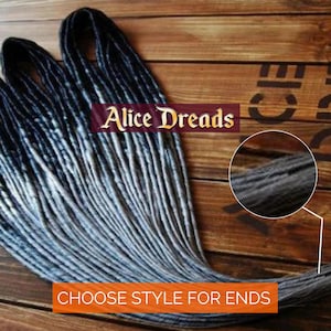 Volledige set ombre DE-dreads zwart en lichtgrijs haaraccessoires extensions dubbele dreadlocks