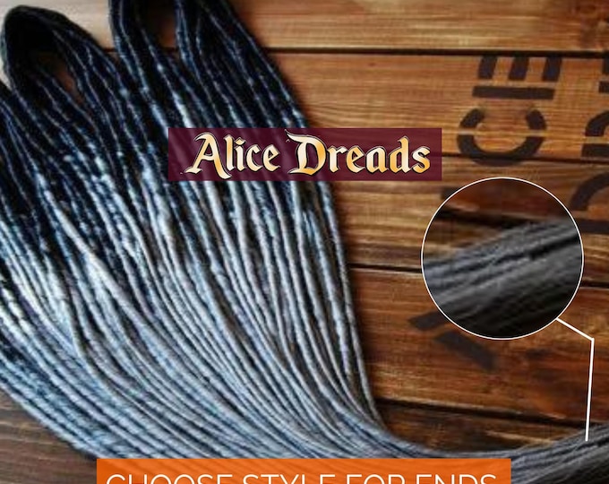 Full set ombre DE dreads black & light gray hair accessories extensions double ended dreadlocks