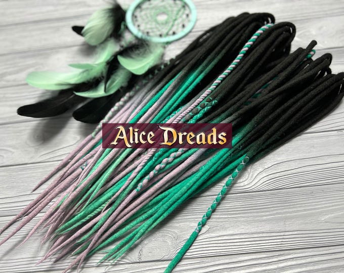 Turquoise Pastel Purple, mint, lavender Wool Dreads: Twisted Hair Extensions