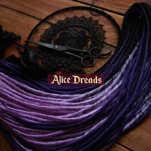 Full set dreadlock extensions hair ombre DE dreads black dark purple lavender synthetic dreadlocks