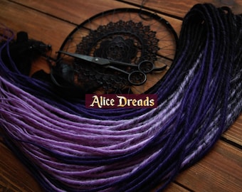Full set dreadlock extensions hair ombre DE dreads black dark purple lavender synthetic dreadlocks
