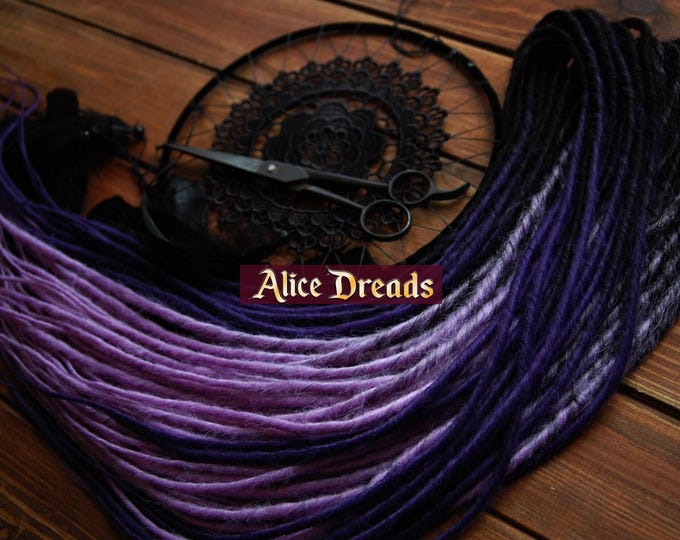 Full set dreadlock extensions hair ombre DE dreads black dark purple lavender synthetic dreadlocks
