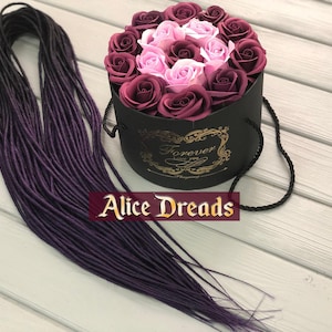 Dreadlock extensions Set of synthetic double ended dreads DE dreadlocks thin black purple ombre