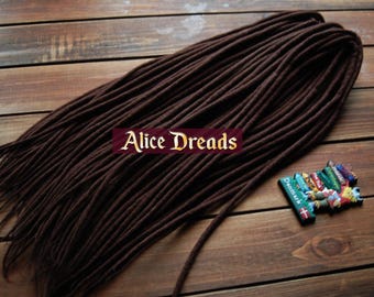 Dark brown wool dreads. Double ended or single ended dreadlocks.