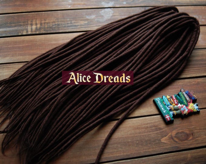Dark brown wool dreads. Double ended or single ended dreadlocks.