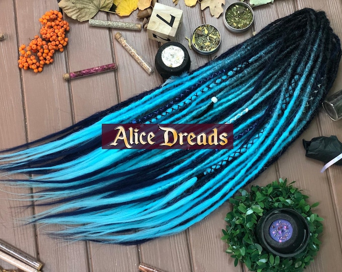 Black & navy Blue sky Synthetic Crochet Dreads: DE/SE Dreadlock Extensions