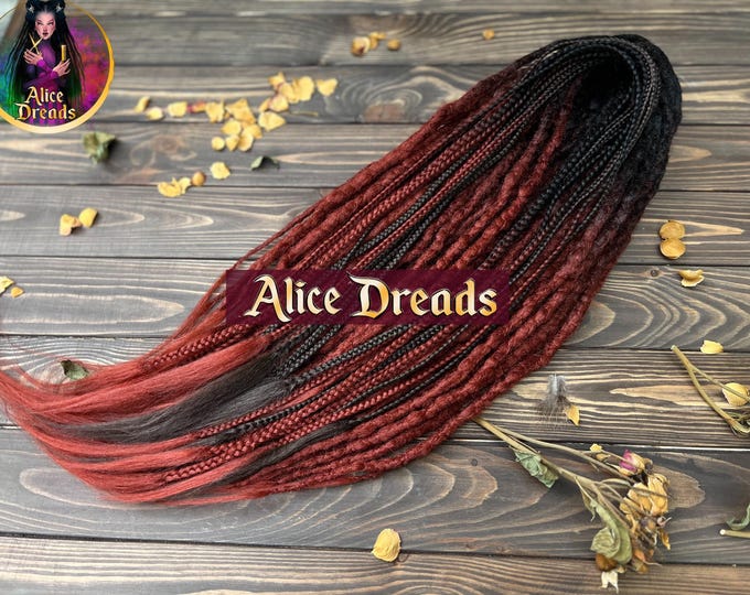 Black to Red Crochet Dreadlock Extensions: Synthetic Dreads with Braids