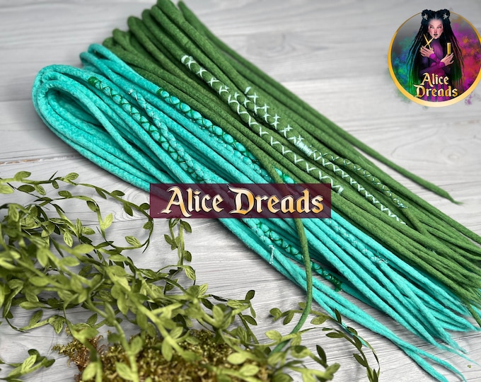 Green Mint Synthetic Dreadlock Extensions Double Ended Dreads