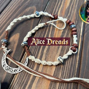 Macrame Dreadwrap: Boho Hair Jewelry with Crescent Moon