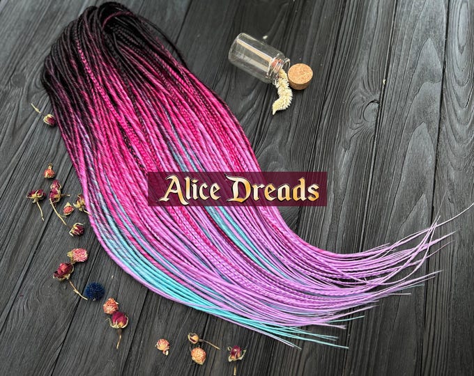 Ombre Synthetic Dreads: Pink, Fuscia, Aqua Blue Hair Extensions