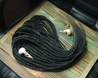 Black thin synthetic double ended dreads hair extensions synrh hair dreads
