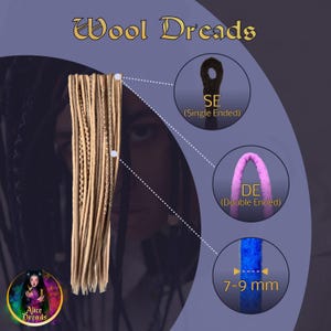 Wool Dreads Extensions: Brown Burgundy White Ombre Braids with wrapped accents image 10