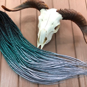 Emerald green set of ombre DE dreads hair extensions for black dark silver grey gray double ended dreadlocks image 1