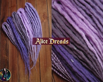 Dreadlocks sintéticos de crochê: extensões de cabelo roxo lavanda com torções.