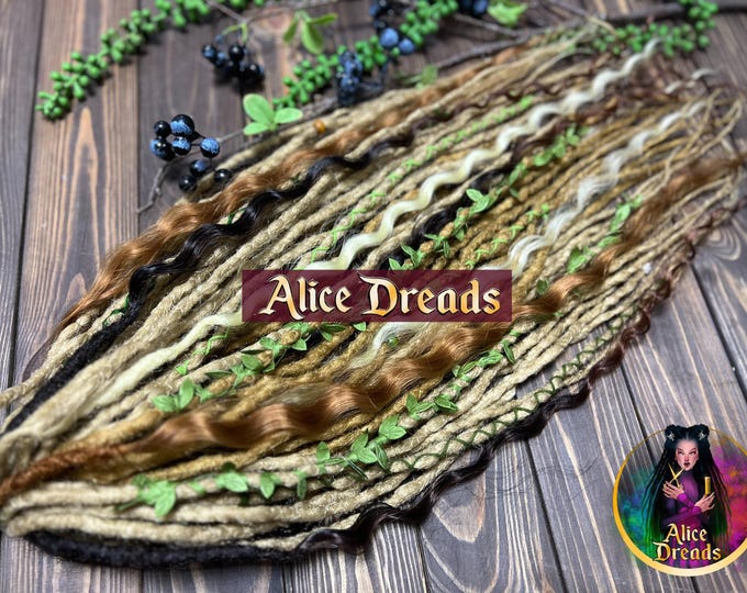 Crochet Synthetic Dreads "Forest nymph" : Blonde & Brown Forest Hair, wrapping and curls curly locks
