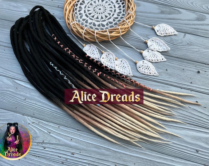 Ombre Wool Dreads: Black Brown Blonde Hair Extensions dreadlocks