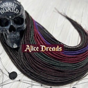 Burning Man Set Dreadlock Extensions Ombre DE or SE thin synthetic dreads natural black dark brown hair