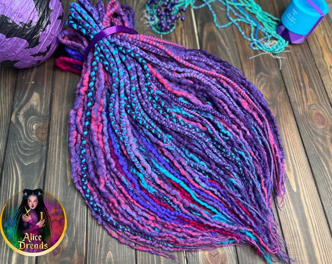 Space Wool Dreads: purple, blue, pink, lavender, magenta Cosmic Ombre Dreadlocks Braids