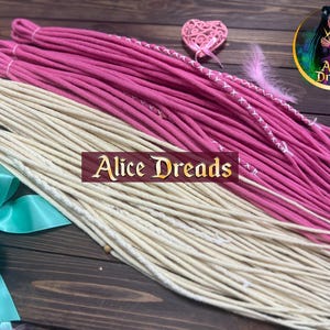 Blonde and pink wool dreads with wrapped accents &quot;Fruit Ice-cream&quot; . Double ended or single ended dreadlocks.
