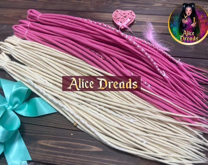 Light Blonde & Pink Wool Dreads "Fruit Ice-cream" : Double or Single Ended with Accents