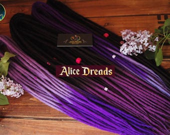 Handmade Merino Wool Dreadlocks: Black, Violet, Lilac Dreads Extensions