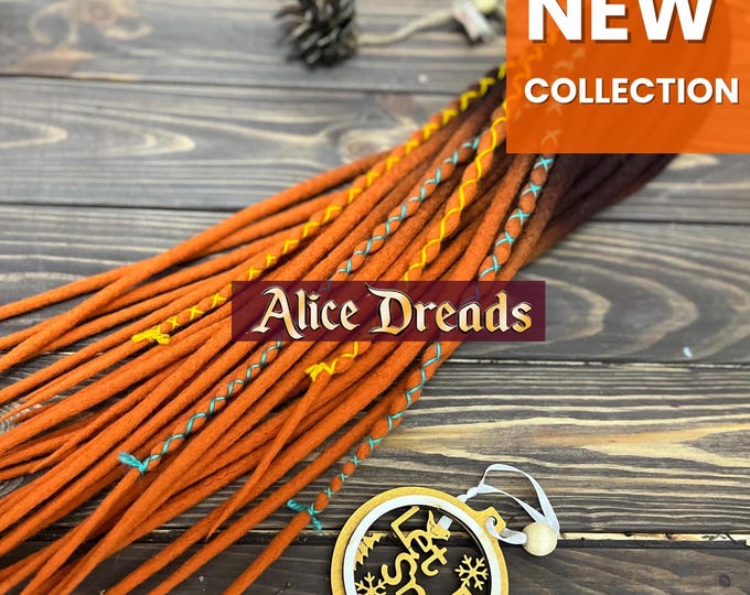 Ombre Wool Dreads: Dark Brown to Auburn, Orange Single or Double Ended dreadlocks