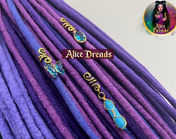Dreadlock Beads: Howlite Crystal, Butterfly, Aquamarine (Set of 3)