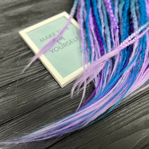 Synthetic dreads, Hair extensions, Double ended dread, Ombre de dread, Synthetic dread set, Crochet deadlock extensions, Purple dreadlocks image 6