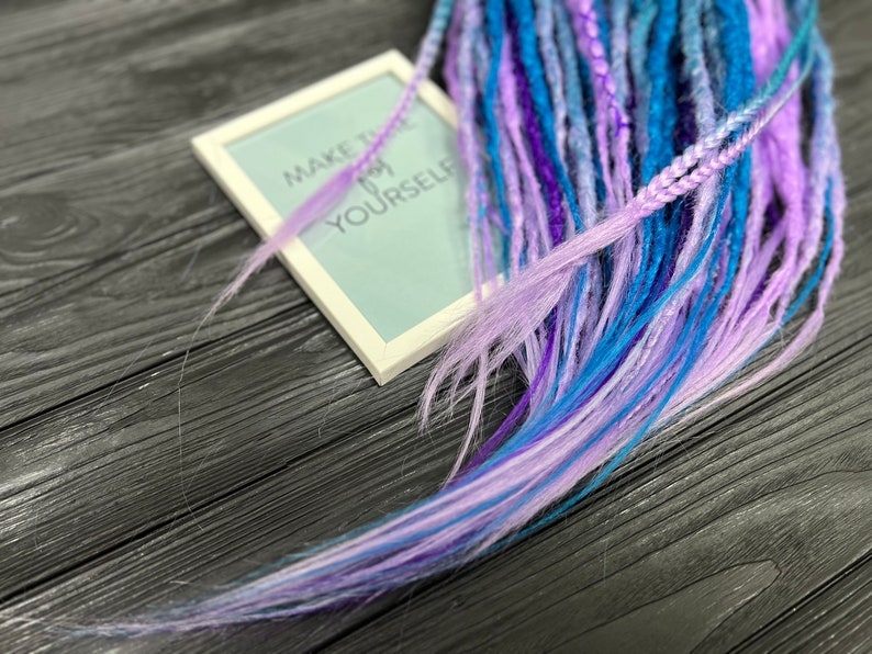 Synthetic dreads, Hair extensions, Double ended dread, Ombre de dread, Synthetic dread set, Crochet deadlock extensions, Purple dreadlocks image 6