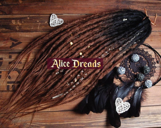 Natural look synthetic double single ended dreads accent custom ombre dreadlocks black brown