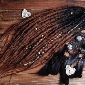 Set of natural look synthetic double ended dreads accent dreads custom dreadlocks black brown