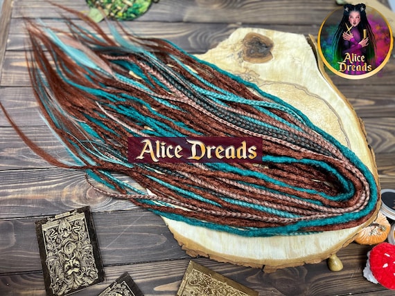 Auburn & Teal Dark Emerald, Dreads: Synthetic Double Ended Hair