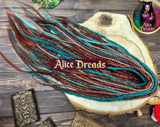 Auburn & Teal dark emerald, Dreads: Synthetic Double Ended Hair Extensions