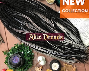 Black Ombre Grey Synthetic Dreads: Long Double Ended Hair Extensions