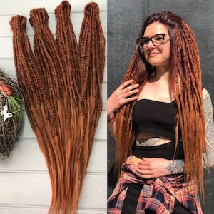 Set of natural look synthetic double ended dreads accent dreads custom dreadlocks red auburn ginger copper hair ombre autumn