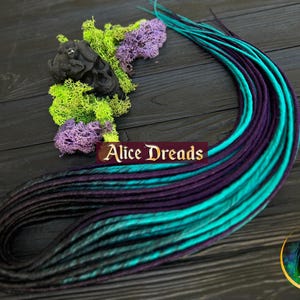 Black to Turquoise Synthetic Dreads: Dark Purple Dreadlocks Extensions