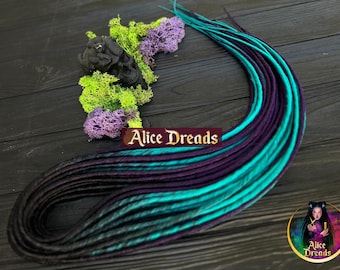 Black to Turquoise Synthetic Dreads: Dark Purple Dreadlocks Extensions