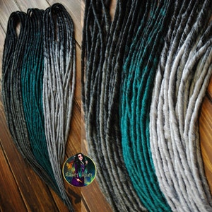 Dreadlock extensions Set of synthetic double ended dreads DE dreadlocks thin black gray green