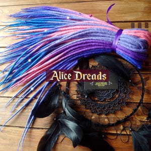 Set of Dreadlock extensions wool dreads Lilac Pink Magenta Purple Blue Lilac DE single wool locks