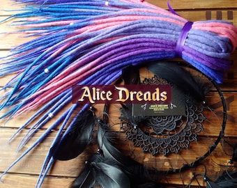 Black Merino Wool Clip In Dreadlocks Extensions Handmade Miss Violet Lace Wool Clip-in Dread Extensions - Ombre Black to Purple With  main image 4