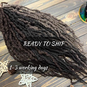 Alice Dreads Brown Curly Wool Dreads - Café, brun foncé, mèches marron moyen - Dreadlocks à double extrémité - Mèches ondulées en laine PRÊTES À L'EXPÉDITION