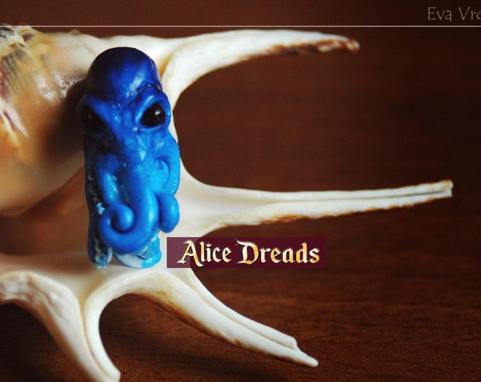 Handmade jewelry for dreadlock extensions - Hair clay bead Octopus beads for dreads