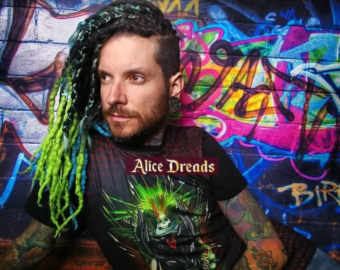 Curly wool dreadlock extensions - Double ended DE wavy locks black green blue felt dreads