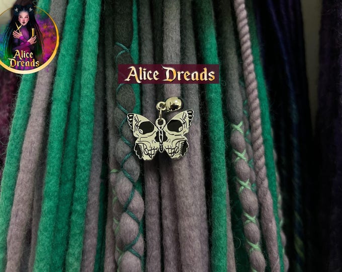 Butterfly with skull dread accessories, Bead for dreads, Hair beads for Dreadlock