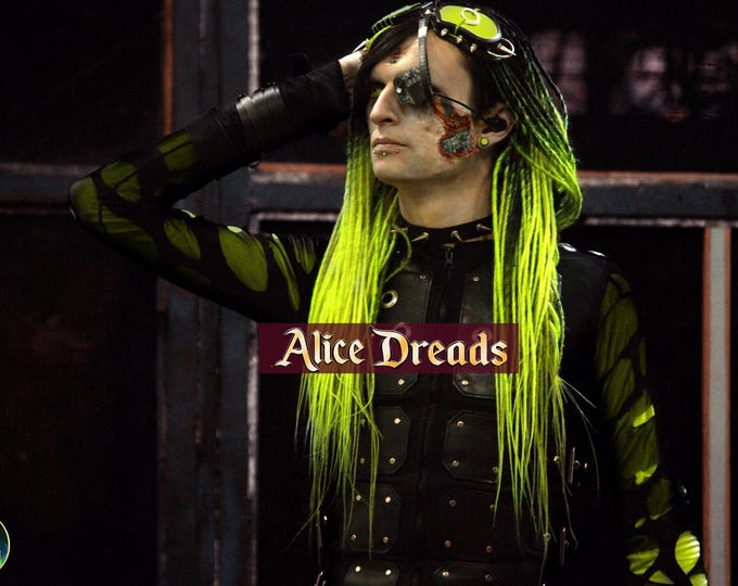 Dreadlock extensions Double ended dreads set of thin synthetic DE dreadlocks Black Neon Yellow
