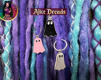 Set of three Ghost beads for dreads on the ring Halloween accessories for locks, horror