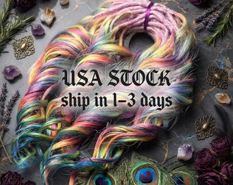 Rainbow Synthetic Curls: Unicorn Dreads Extensions (40cm, 50 DE)