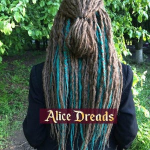 Full set of Dreadlock extensions dreads medium brown and dark emerald long crochet synthetic dreadlocks full head hair extensions