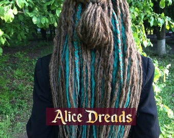 Crochet Dreadlock Extensions: Medium Brown & Dark Emerald  display picture 1